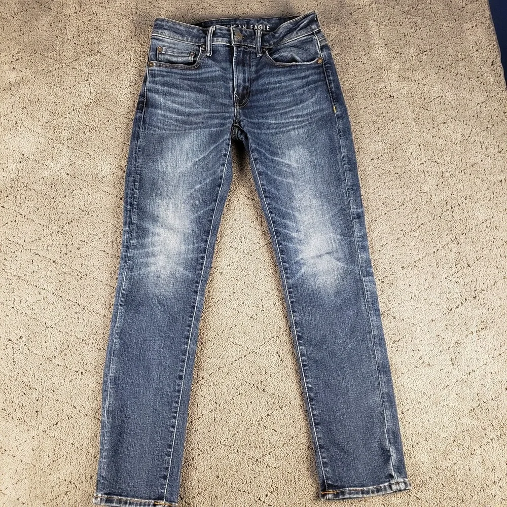 American Eagle Jeans Mens 28x30 Blue Slim Stretch Whisker Honeycomb Stretch